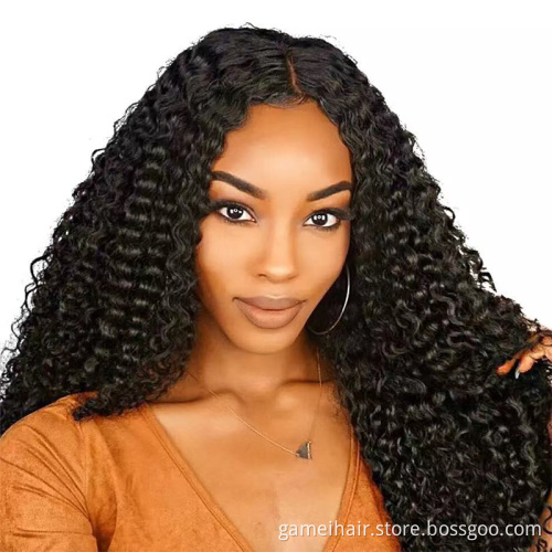 A large number of wholesale black woman  with bang dropshipping blond lace frontal kinky curly human hair wig